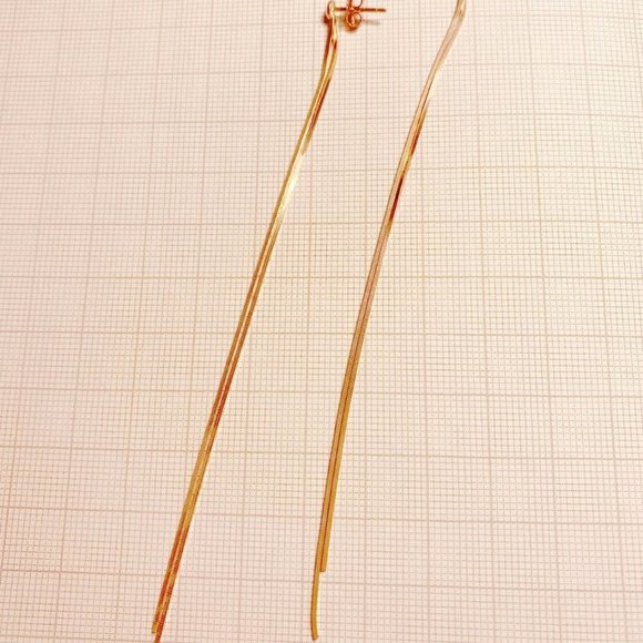 NWT Made in Italy 18 Karat Rose Gold Plated 925 Sterling Silver Linear Earrings - Picture 3 of 4